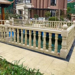 通辽黄金麻花岗岩石材栏杆，扶手，将军柱，花瓶柱