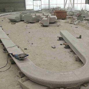 通辽 芝麻白花岗岩弧形花坛石，坐凳石