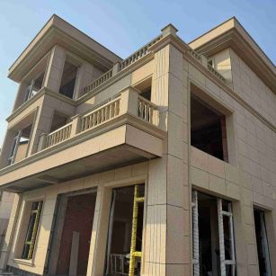 通辽 黄金麻花岗岩石材荔枝面外墙干挂效果展示