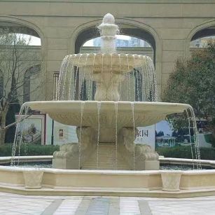 通辽 黄金麻花岗岩异型加工——户外庭院石雕流水喷泉