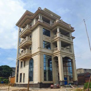 通辽 黄金麻花岗岩石材别墅外墙干挂搭配（雕花栏杆花瓶柱门楼罗马柱）