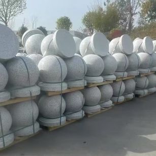通辽 白麻花岗岩石材圆球，石球，挡车球，隔离球，景观石球，风水球等