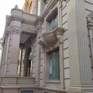 通辽 黄金麻花岗岩光面别墅外墙干挂施工完成