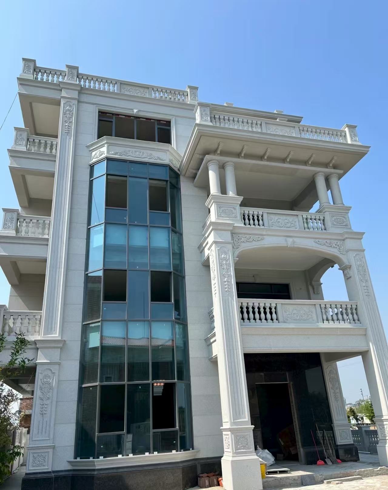 通辽 白麻花岗岩别墅外墙干挂效果展示