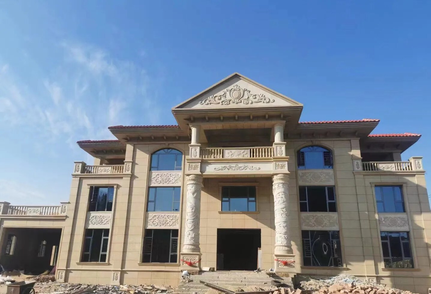 通辽 黄金麻花岗岩别墅外墙干挂