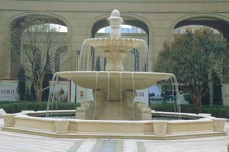 通辽 黄金麻花岗岩异型加工——户外庭院石雕流水喷泉